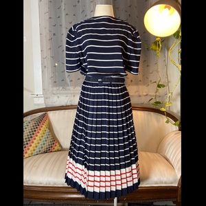 Vintage Blue Pleated Dress